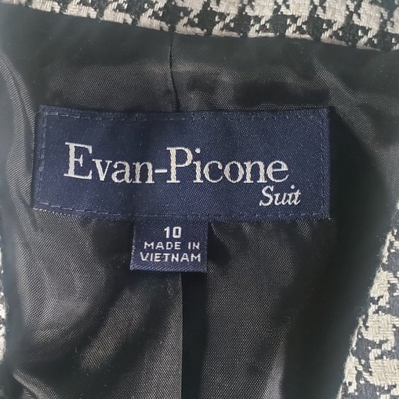 Evan-Picone Long-Sleeve Suit Adults Size 10 Black and White Suit Blazer Jacket - Picture 3 of 6